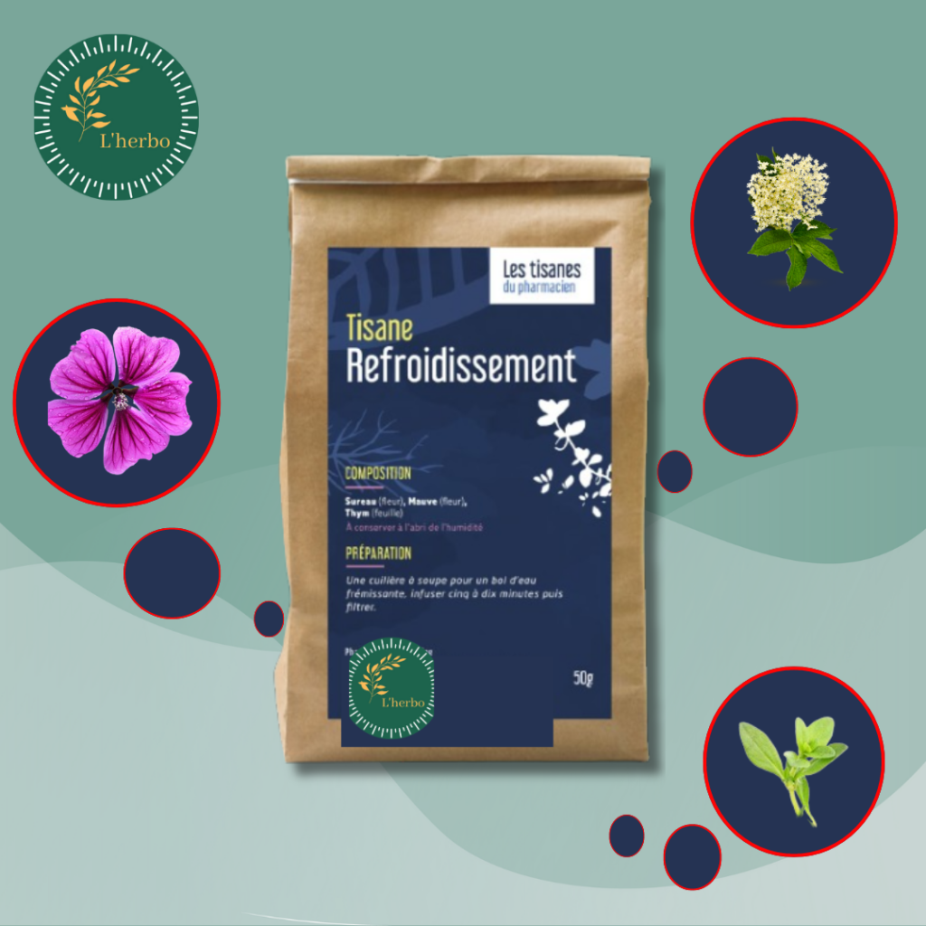 tisane refroidissement, publication facebook et instagram tisane refroidissement l'herbo