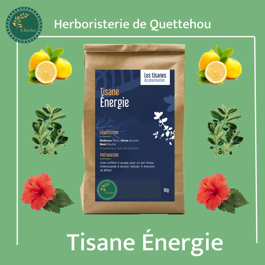 tisane énergie, publication facebook et instagram tisane énergie l'herbo