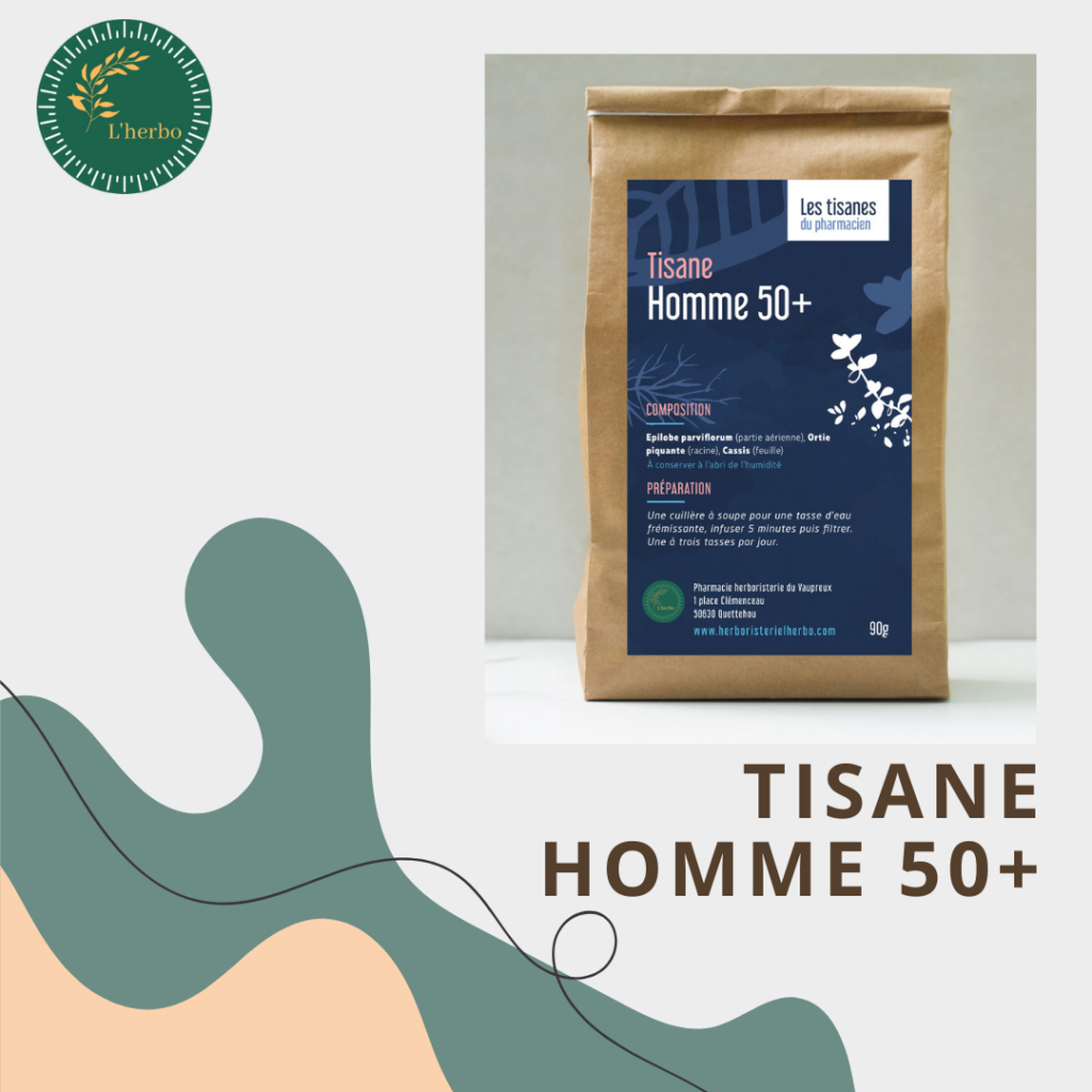 tisane homme +, publication facebook et instagram tisane homme 50+ l'herbo