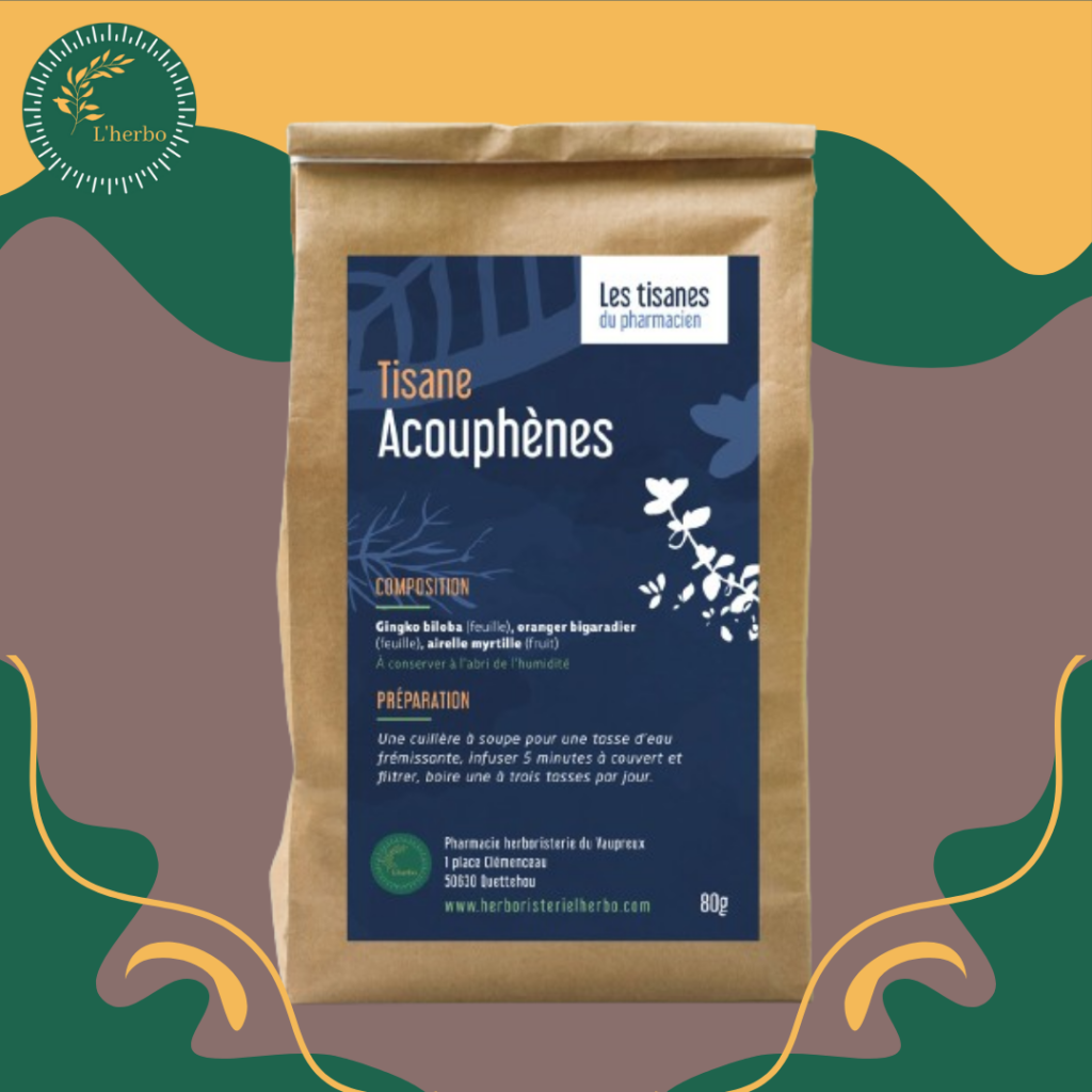 tisane acouphènes, publication pour réseaux sociaux facebook et instagram
tisane acouphène l'herbo