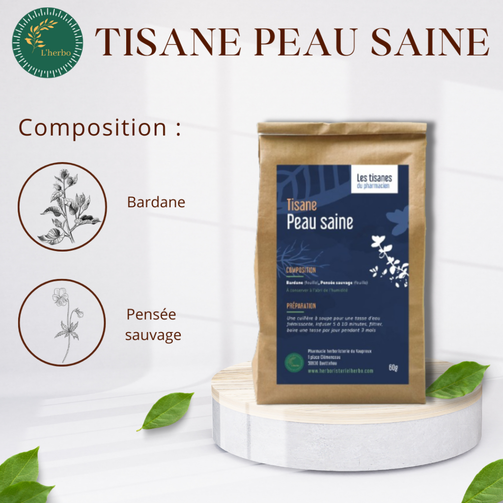 tisane peau saine l'herbo, publication facebook et instagram