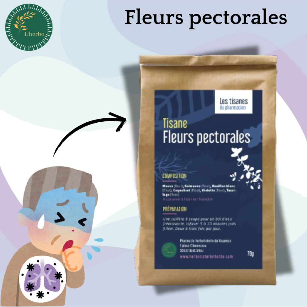 tisane fleurs pectorales, publication facebook et instagram tisane fleurs pectorales l'herbo