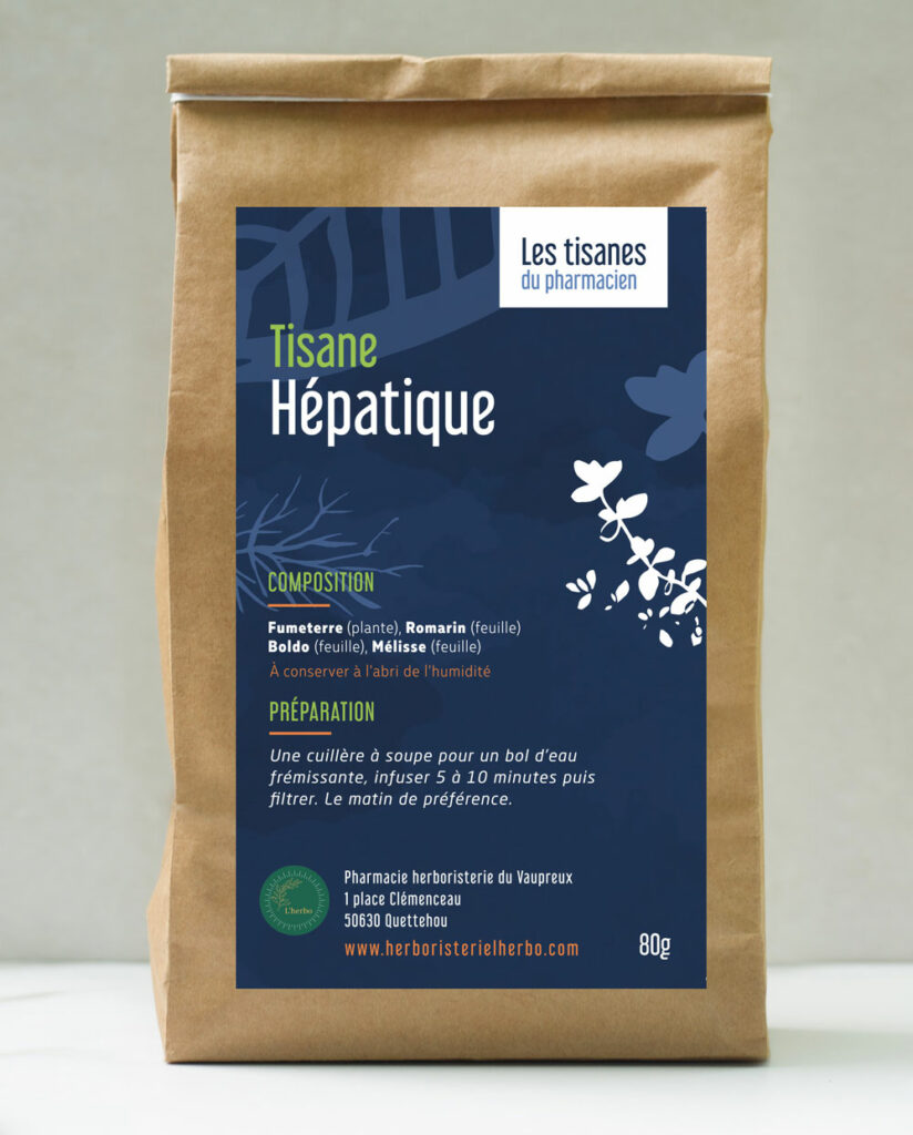 Voici nos thé et tisane de l'herbo de quettehou  tisane hépatique