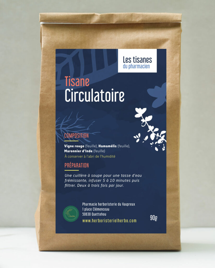 Voici nos thé et tisane de l'herbo de quettehou  tisane circulatoire